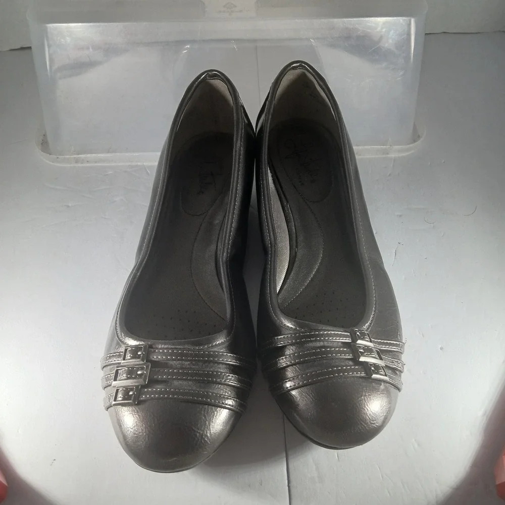 LifeStride Farrow‎ Wedge Pumps 8.5M Pewter Metallic Low Heel Office Professional